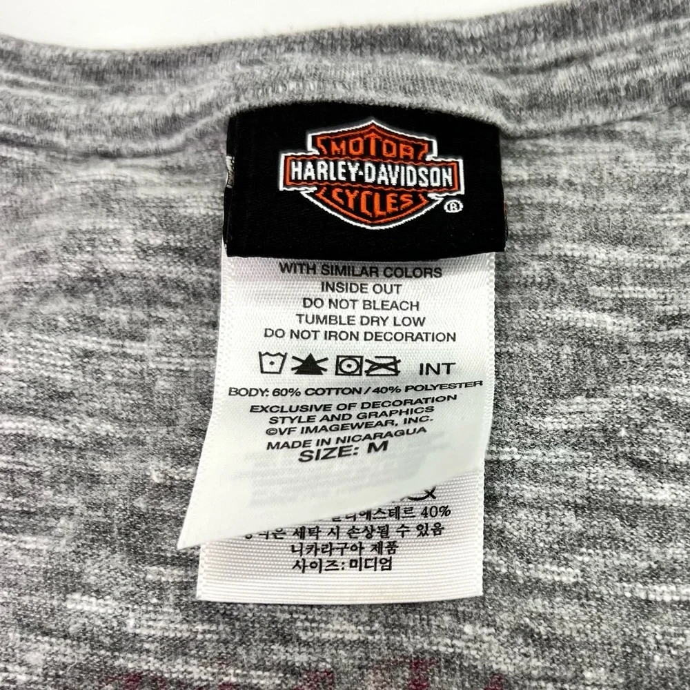 Harley Davidson El Paso TX Pink Glitter Graphic V-Neck Tee Heathered Grey M - Picture 5 of 8